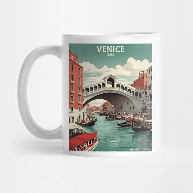 Rialto Bridge Venice Italy Vintage Tourism Travel Poster by TravelersGems